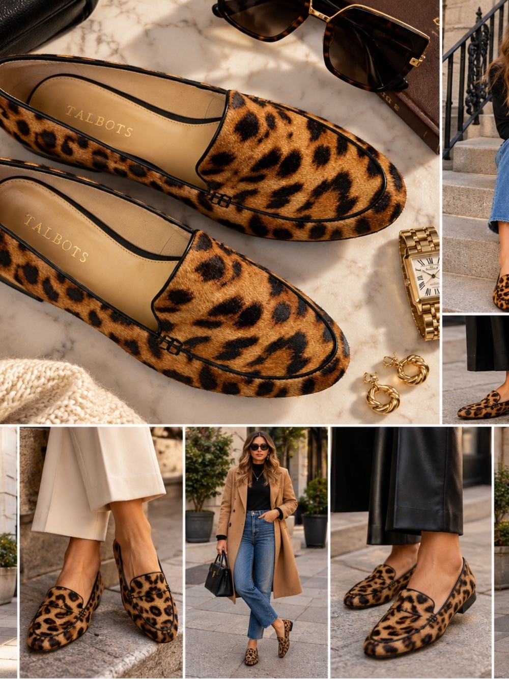 Talbots Leopard-Print Slip-On Loafers - Tan & Black